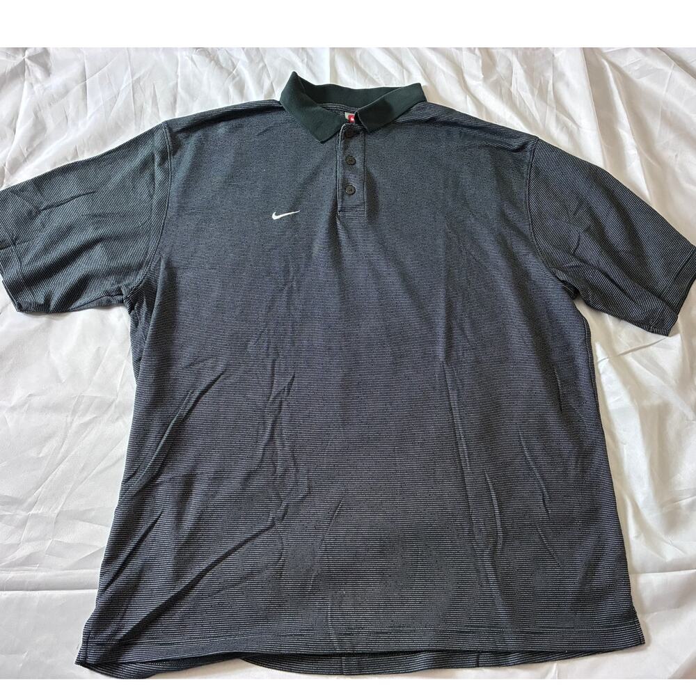 Nike Team Fit Dry Polo Men's L Gray Micro Stripe Golf Shirt